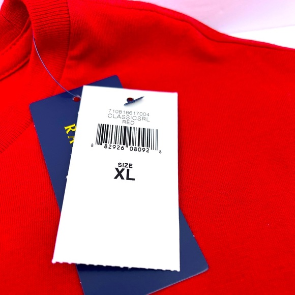 POLO RALPH LAUREN, MEN’S TEE-SHIRT, RED WITH LARHE NAVY & WHIT LOGO IN FRONT, XL - Picture 13 of 16